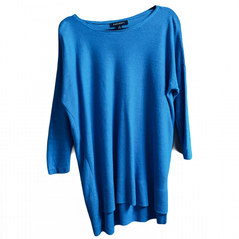 Foxcroft Turquoise Blue Long Sleeve Knit Top Size Medium